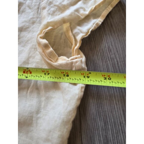 Talbots Womens Pure Irish Linen Yellow Short Sleeve Pleated Button-Up Shirt L - Picture 8 of 8